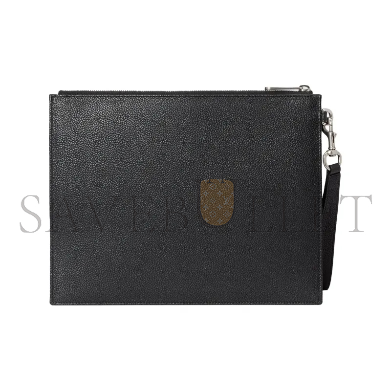 GUCCI INLAID LOGO GRAINED LEATHER CLUTCH 768374 (28*22*3cm)